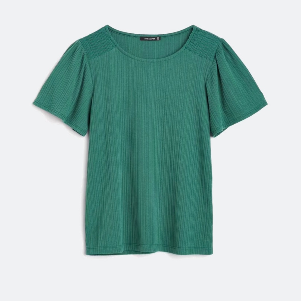 Pink Clover Nevea Green Flutter Short Sleeve Knit Top Women's Size Medium